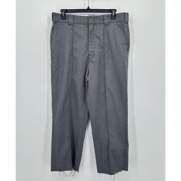 Dickies Pants‎ Mens 38 Gray Straight Leg Frayed Hem Regular Fit Flood Grunge - Picture 1 of 7